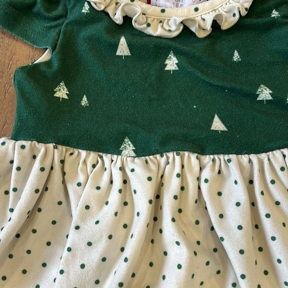 SweetHoney Christmas tree and polka dot ruffled long nightgown pajamas